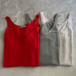 3 Gap Cami Tank Tops- Red, White and Gray- Small